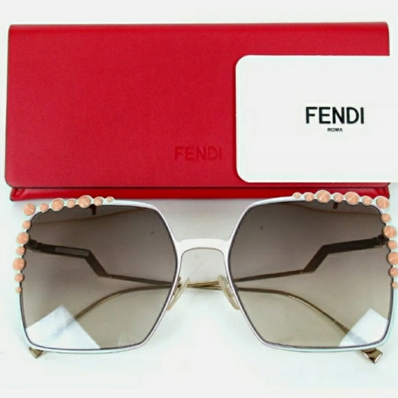 AUTH FENDI 0259 CAT EYE STUDS SQUARE SUNGLASSES Sunglasses